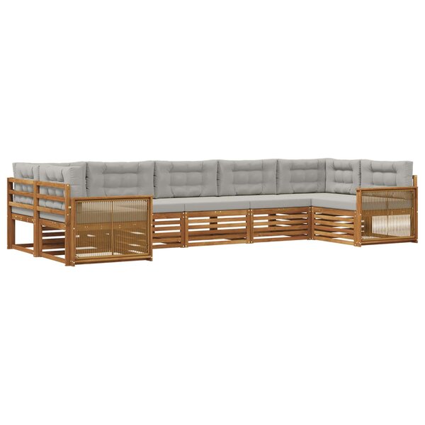 vidaXL Ensemble de canapés d'extérieur 7 Pièces Naturel et gris clair