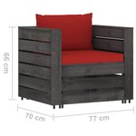 Vidaxl salon de jardin 7 pièces avec coussins bois imprégné de gris