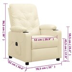 vidaXL Fauteuil inclinable électrique Crème Similicuir