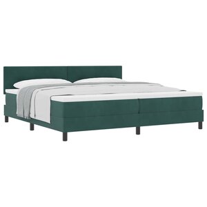 vidaXL Lit à ressorts avec tête de lit Vert foncé 200 x 200 cm Velours
