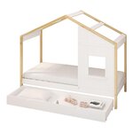 Lit Beau cabane tiroir nat.-blanc + matelas