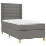 vidaXL Sommier à lattes de lit avec matelas Gris foncé 90x200 cm Tissu