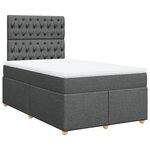 vidaXL Sommier à lattes de lit avec matelas Gris foncé 120x200cm Tissu