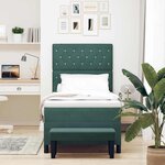 vidaXL Lit à ressorts avec matelas Vert foncé 90 x 190 cm Velours
