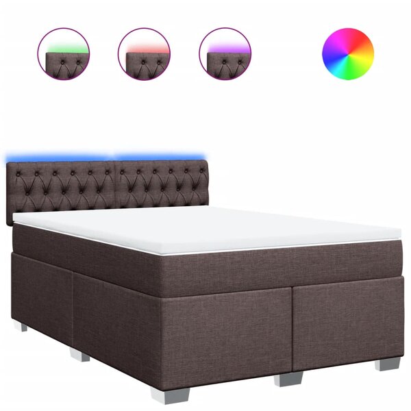 vidaXL Sommier à lattes de lit avec matelas Marron foncé 140x200 cm