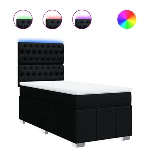 vidaXL Sommier à lattes de lit avec matelas Noir 100x200 cm Tissu