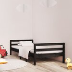 vidaXL Cadre de lit Noir 75x190 cm Bois de pin massif