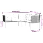 vidaXL Canapé de jardin avec coussins forme de L noir acier textilène