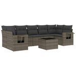 vidaXL Salon de jardin 8 Pièces avec coussins gris résine tressée