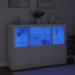 vidaXL Buffets avec lumières LED 3 Pièces blanc bois d'ingénierie