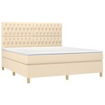 vidaXL Sommier à lattes de lit et matelas et LED Crème 180x200cm Tissu