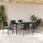 vidaXL Ensemble de salle à manger pour jardin 7 Pièces Noir Poly rotin