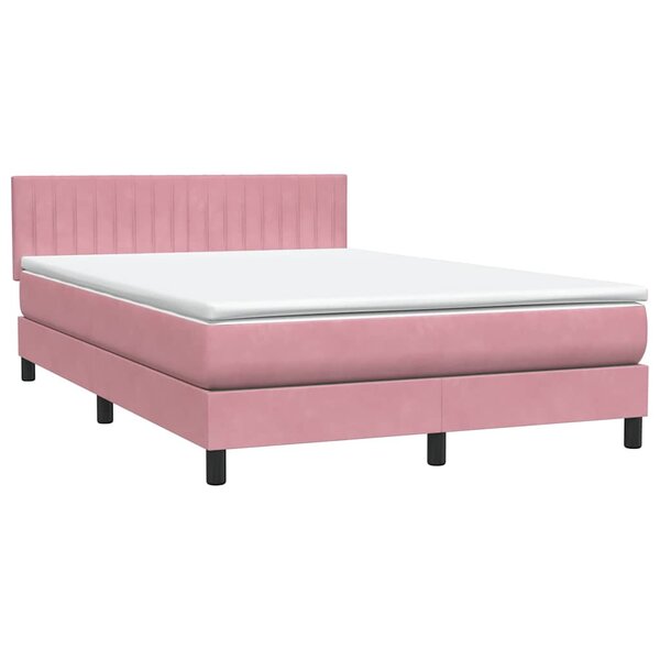 vidaXL Sommier à lattes de lit avec matelas rose 160x220 cm velours