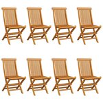 vidaXL Chaises de jardin et coussins taupe lot de 8 Bois teck massif