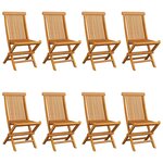 vidaXL Chaises de jardin avec coussins taupe 8 Pièces Bois de teck massif