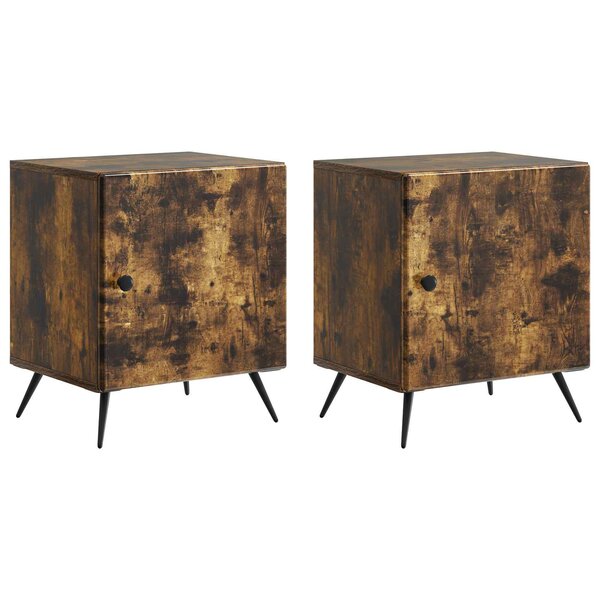vidaXL Cabinet de chevet 2 Pièces Chêne fumé 43 x 34 5 x 50 cm
