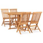 vidaXL Mobilier à dîner d'extérieur pliable 5 Pièces Bois solide de teck