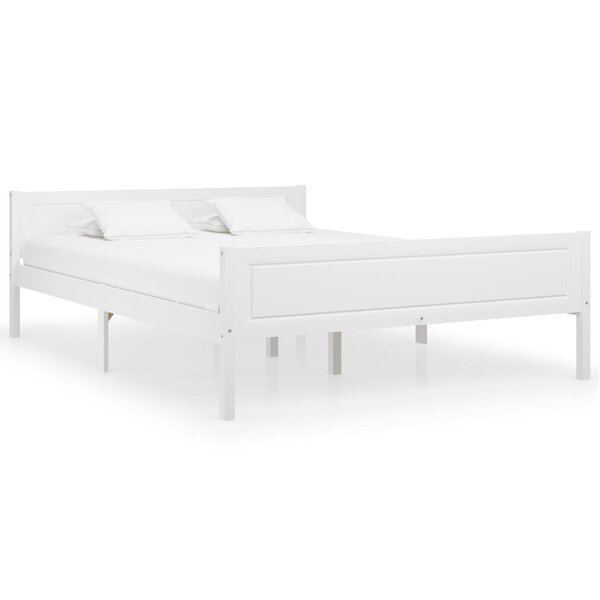 vidaXL Cadre de lit Bois de pin massif Blanc 140x200 cm