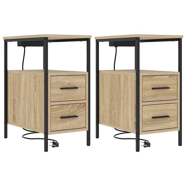 vidaXL Armoires de chevet 2 Pièces Chêne sonoma 30 x 48 x 61 cm