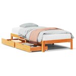 vidaXL Cadre de lit avec tiroirs sans matelas cire marron 75x190 cm