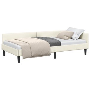 vidaXL Cadre de lit d'angle Crème 90 x 200 cm Velours