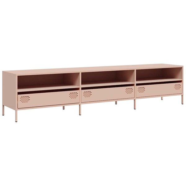 vidaXL Meuble TV rose 202x39x43 5 cm acier laminé à froid