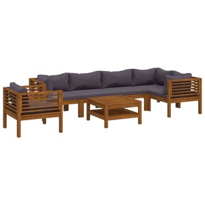 vidaXL Salon de jardin 7 Pièces avec coussin Bois d'acacia solide
