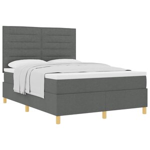 vidaXL Lit à ressorts avec matelas Gris foncé 140 x 190 cm tissu