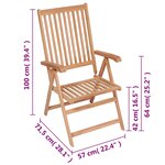 vidaXL Chaises inclinables de jardin 6 Pièces Bois de teck solide