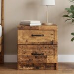 vidaXL Cabinet de chevet avec tiroir Bois ancien 43 x 34 5 x 44 5 cm