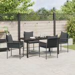vidaXL Ensemble de 5 pièces de salle à manger de jardin avec coussins noir en rotin poly