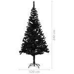 vidaXL Arbre de Noël artificiel pré-éclairé et boules noir 240 cm PVC