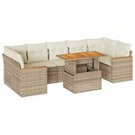 vidaXL Salon de jardin avec coussins 8 Pièces beige résine tressée acacia