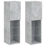 vidaXL Meubles TV avec lumières LED 2 Pièces gris béton 30 5x30x102 cm