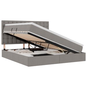 vidaXL Lit de rangement LED avec matelas Taupe 180 x 200 cm Tissu