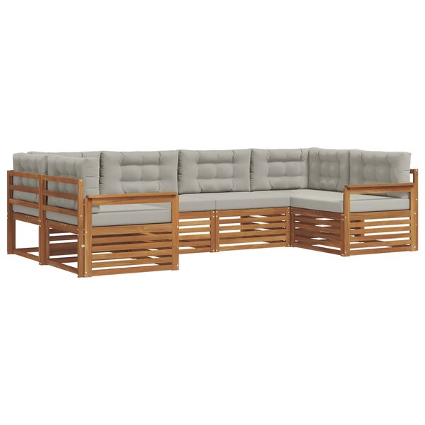 vidaXL Ensemble de canapés d'extérieur 6 pc Gris Naturel et Clair