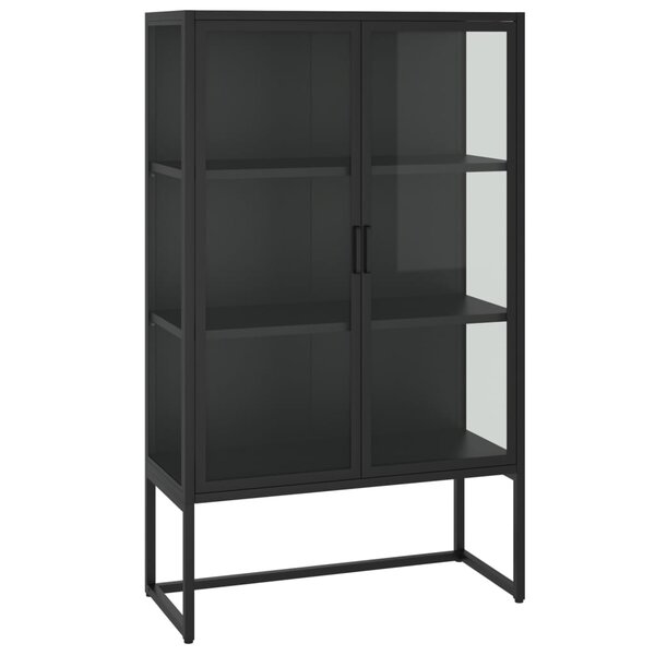 vidaXL Buffet haut Noir 80x35x135 cm Acier et verre trempé