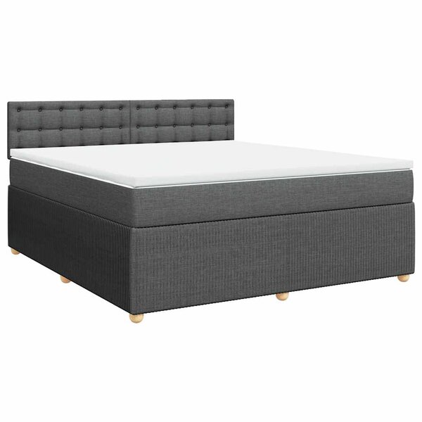 vidaXL Sommier à lattes de lit avec matelas Gris foncé 180x200cm Tissu
