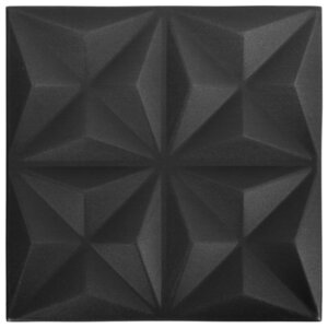 vidaXL Panneaux muraux 3D 24 Pièces 50x50 cm noir origami 6 m²