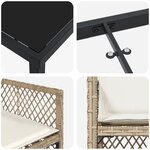 Ensemble de salle à manger de jardin de 9 pièces avec coussins Beige Poly Rotin
