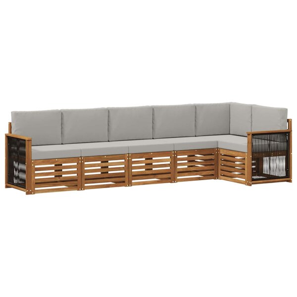 vidaXL Ensemble de canapé d'angle 5 Pièces Naturel et gris clair