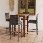 vidaXL Ensemble de bar de jardin avec coussins 5 Pièces Gris