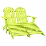 vidaXL Chaise de jardin Adirondack 2 places et pouf sapin massif vert