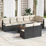 vidaXL Ensemble de canapé de jardin 9 Pièces Noir et blanc