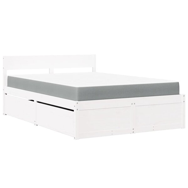 vidaXL Lit avec tiroirs et matelas blanc 140x190 cm bois massif de pin
