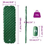 vidaXL Matelas de camping gonflable 1 personne vert 190x58x6 cm