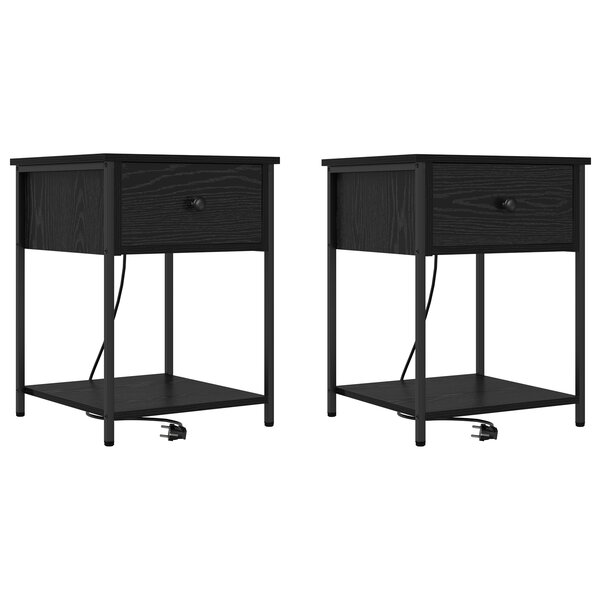 vidaXL Cabinet de chevet avec tiroir 2 Pièces Chêne noir 42 x 41 x 56 cm
