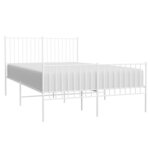 vidaXL Cadre de lit métal sans matelas et pied de lit blanc 140x190 cm