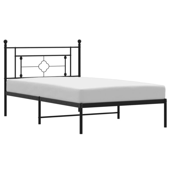 vidaXL Cadre de lit métal avec tête de lit noir 107x203 cm