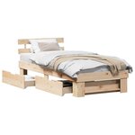 vidaXL Cadre de lit avec tête de lit Naturel 100 x 200 cm Pin massif